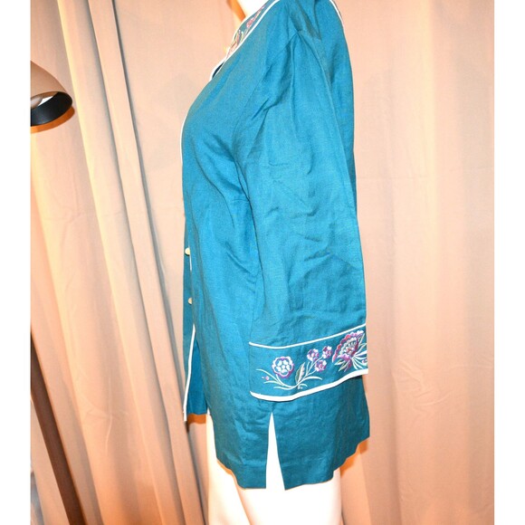 Vintage Bob Mackie Whimsical Art on Teal Pop Art Boho Tunic - Picture 5 of 7